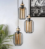 Load image into Gallery viewer, Detec Bellvue Glass Metal Cage Chandelier
