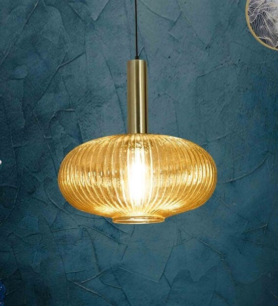 Detec™ Maloto Amber Luster and Brass Hanging Light