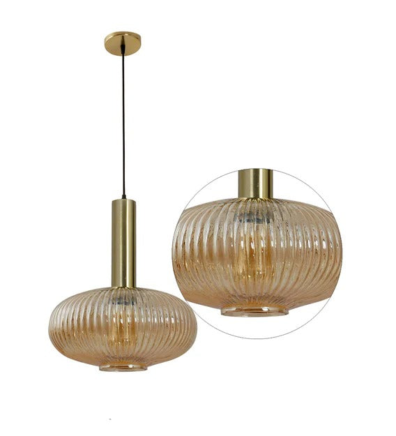  Detec Maloto Amber Luster and Brass Hanging Light