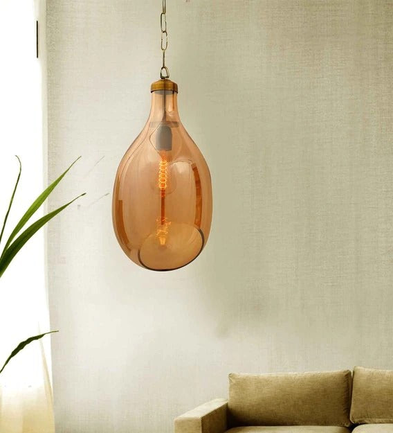 Detec™ Snead Nest Shape Amber Luster Glass & Brass Hanging Light