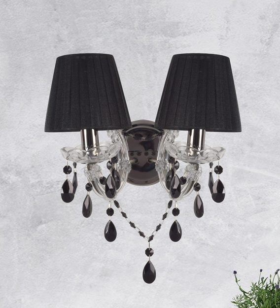 Detec Crystorama Black Shade with Crystal double Wall Light
