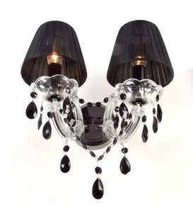 Detec Crystorama Black Shade with Crystal double Wall Light