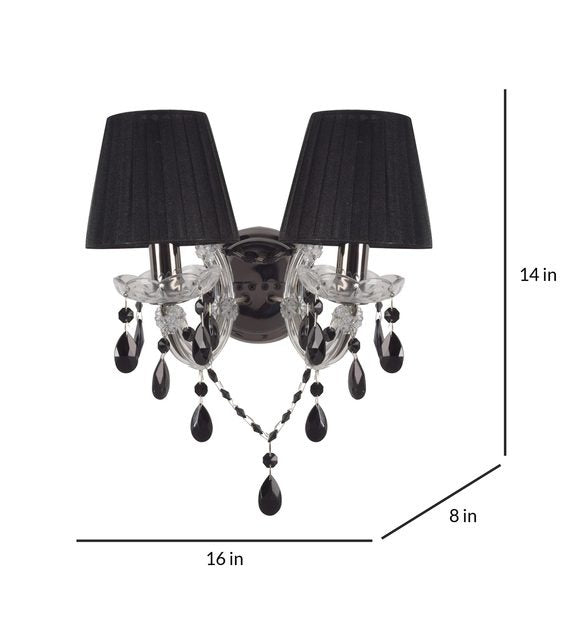 Detec Crystorama Black Shade with Crystal double Wall Light