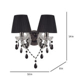 Load image into Gallery viewer, Detec Crystorama Black Shade with Crystal double Wall Light
