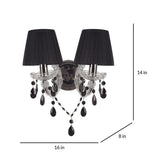 गैलरी व्यूवर में इमेज लोड करें, Detec Crystorama Black Shade with Crystal double Wall Light
