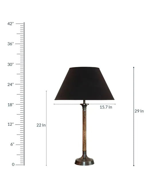 Detec Black Fabric Shade Table Lamp with Beige Base