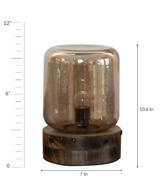 Detec Transparent Glass Shade Table Lamp with Brown Base