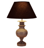 Load image into Gallery viewer, Detec Petunia Grey Wood Black Cottan Fabric Shade Table Lamp with Grey Base
