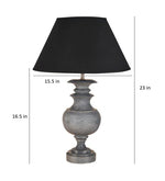 Load image into Gallery viewer, Detec Petunia Grey Wood Black Cottan Fabric Shade Table Lamp with Grey Base
