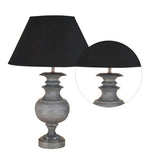 Load image into Gallery viewer, Detec Petunia Grey Wood Black Cottan Fabric Shade Table Lamp with Grey Base
