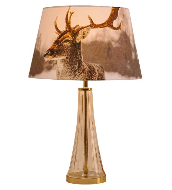 Detec Margate Cone Clear and Brass Customized Cottan Fabric Shade Table Lamp