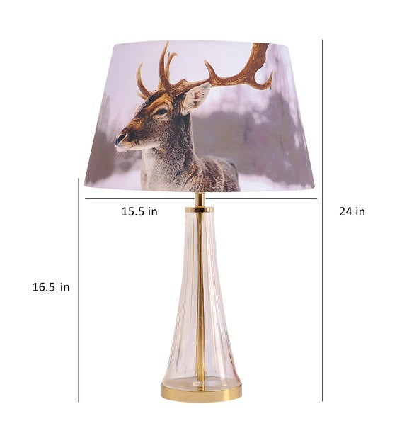 Detec Margate Cone Clear and Brass Customized Cottan Fabric Shade Table Lamp