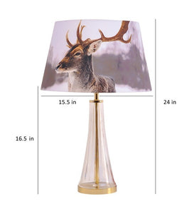 Detec Margate Cone Clear and Brass Customized Cottan Fabric Shade Table Lamp