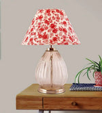 Load image into Gallery viewer, Detec Glitzhome Glass Stripe Customized Cottan Fabric Shade Table Lamp with Transparent Base
