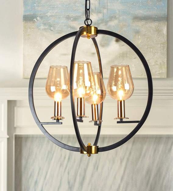 Detec Mercana 4 Light Glass Chandelier