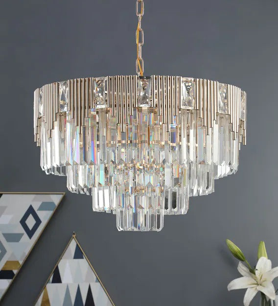 Detec Cassiel Five Layer Rose Gold Finish Contemporary Chandelier