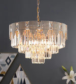 गैलरी व्यूवर में इमेज लोड करें, Detec Cassiel Five Layer Rose Gold Finish Contemporary Chandelier
