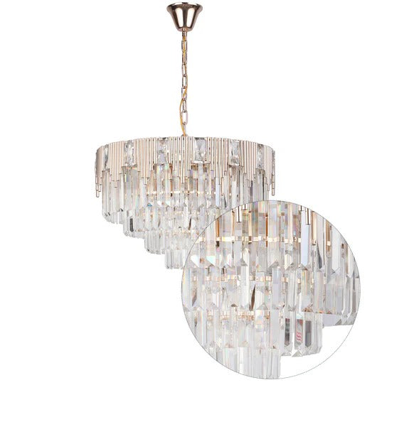 Detec Cassiel Five Layer Rose Gold Finish Contemporary Chandelier