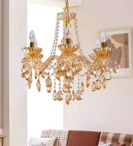 Detec Adeline Amber Cystal 6 Candle Pear Drop Chandelier 