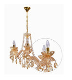 Load image into Gallery viewer, Detec Adeline Amber Cystal 6 Candle Pear Drop Chandelier 
