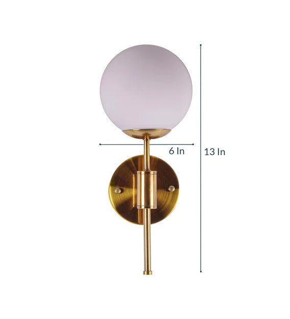 Detec Strick Sol Brass with Opal Globe Wall Sconce