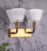 गैलरी व्यूवर में इमेज लोड करें, Detec Carbon Loft Brass Luxur Cut Glass Double Shade Wall Light
