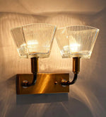 Load image into Gallery viewer, Detec Carbon Loft Brass Luxur Cut Glass Double Shade Wall Light
