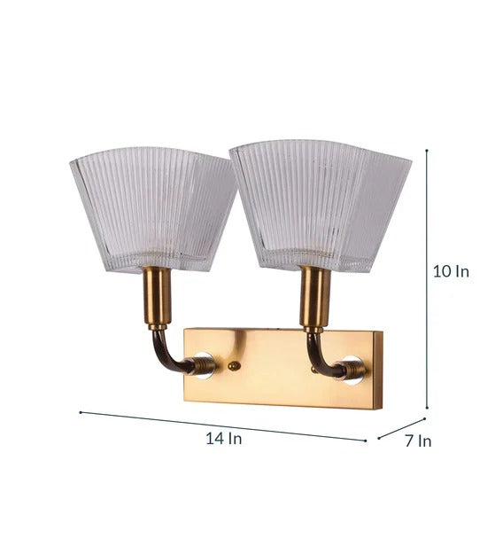 Detec Carbon Loft Brass Luxur Cut Glass Double Shade Wall Light