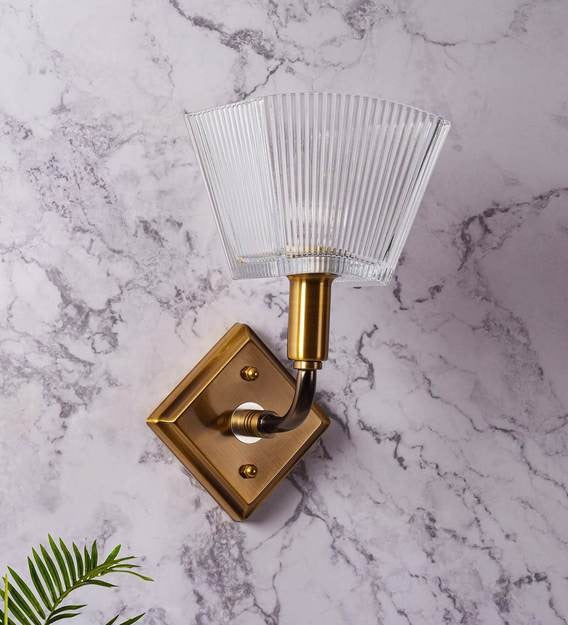 Detec Carbon Loft Brass Luxur Cut Glass Wall Light