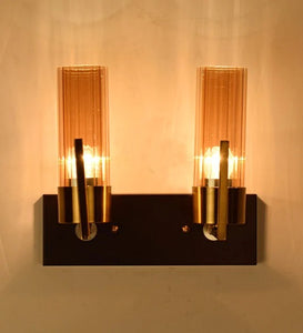Detec Brass Grove Amber Glass  Double Shade Wall Light