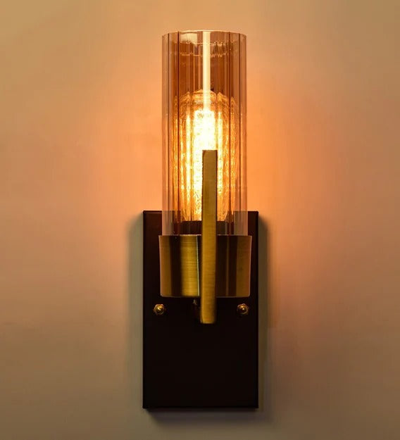 Detec Brass Grove Amber Glass Wall Light