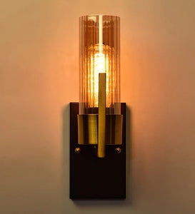 Detec Brass Grove Amber Glass Wall Light