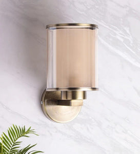 Detec Velmount Brass with Amber Glass Wall Light
