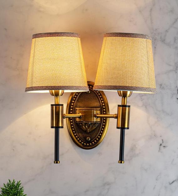 Detec Miles Double Shade Wall Sconce in Brass Color
