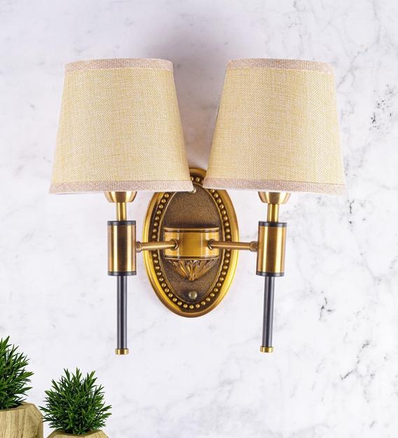 Detec Miles Double Shade Wall Sconce in Brass Color