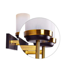 Detec Porsch Opal Glass Brass n Black Double Shade Wall Light