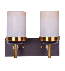 Detec Porsch Opal Glass Brass n Black Double Shade Wall Light