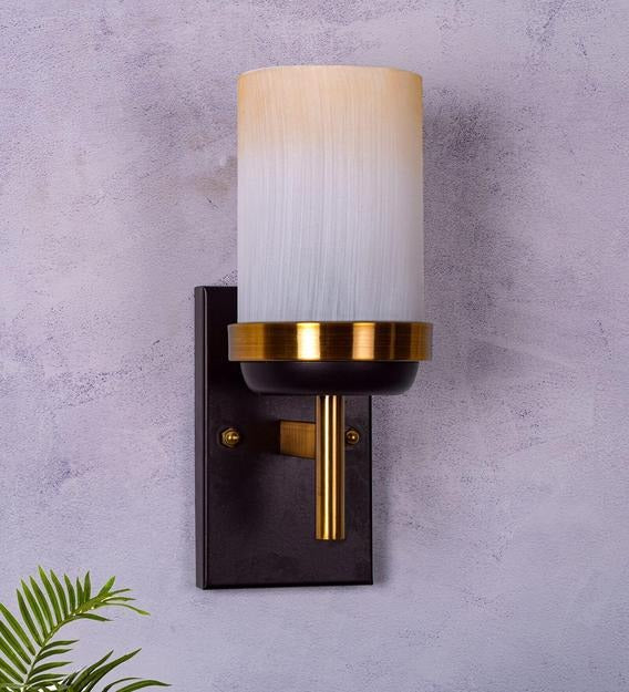 Detec Porsch Opal Glass Brass n Black Wall Light