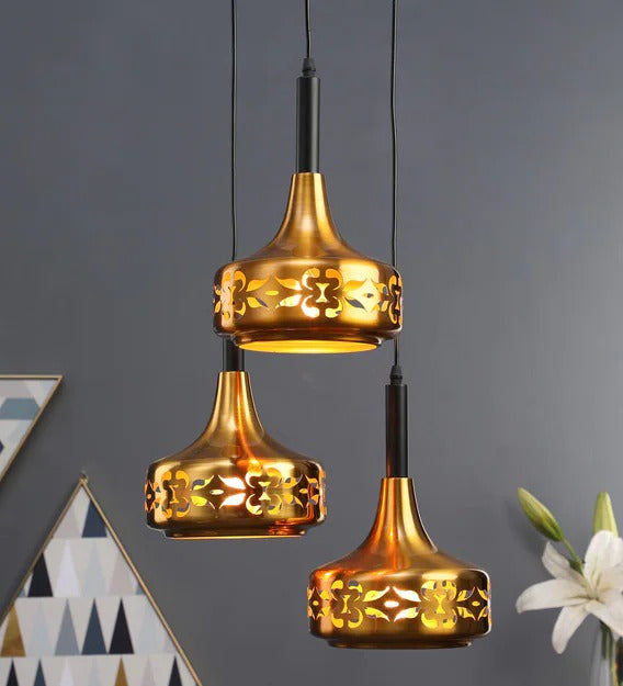 Detec™ Hictor Brass Finish Etched Hanging Cluster