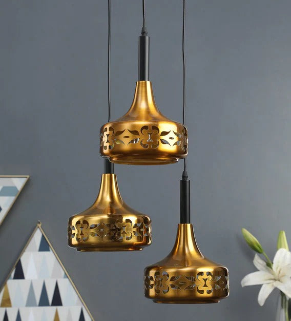 Detec Hictor Brass Finish Etched Hanging Cluster