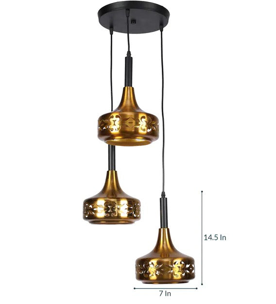 Detec Hictor Brass Finish Etched Hanging Cluster