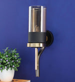 Load image into Gallery viewer, Detec Marco Matte Black &amp; Brass Wall Light
