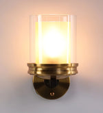 Load image into Gallery viewer, Detec Gorden Double Glass Matte Black &amp; Brass Wall Light
