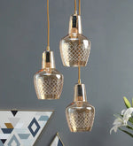 Load image into Gallery viewer, Detec  Alita 3-light Amber lustere Glass Brass Edge Pendant Cluster
