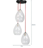 गैलरी व्यूवर में इमेज लोड करें, Detec Mariana 3-Light Hanging Cluster with Cutwork Clear Glass Shade &amp; Contrast Wire
