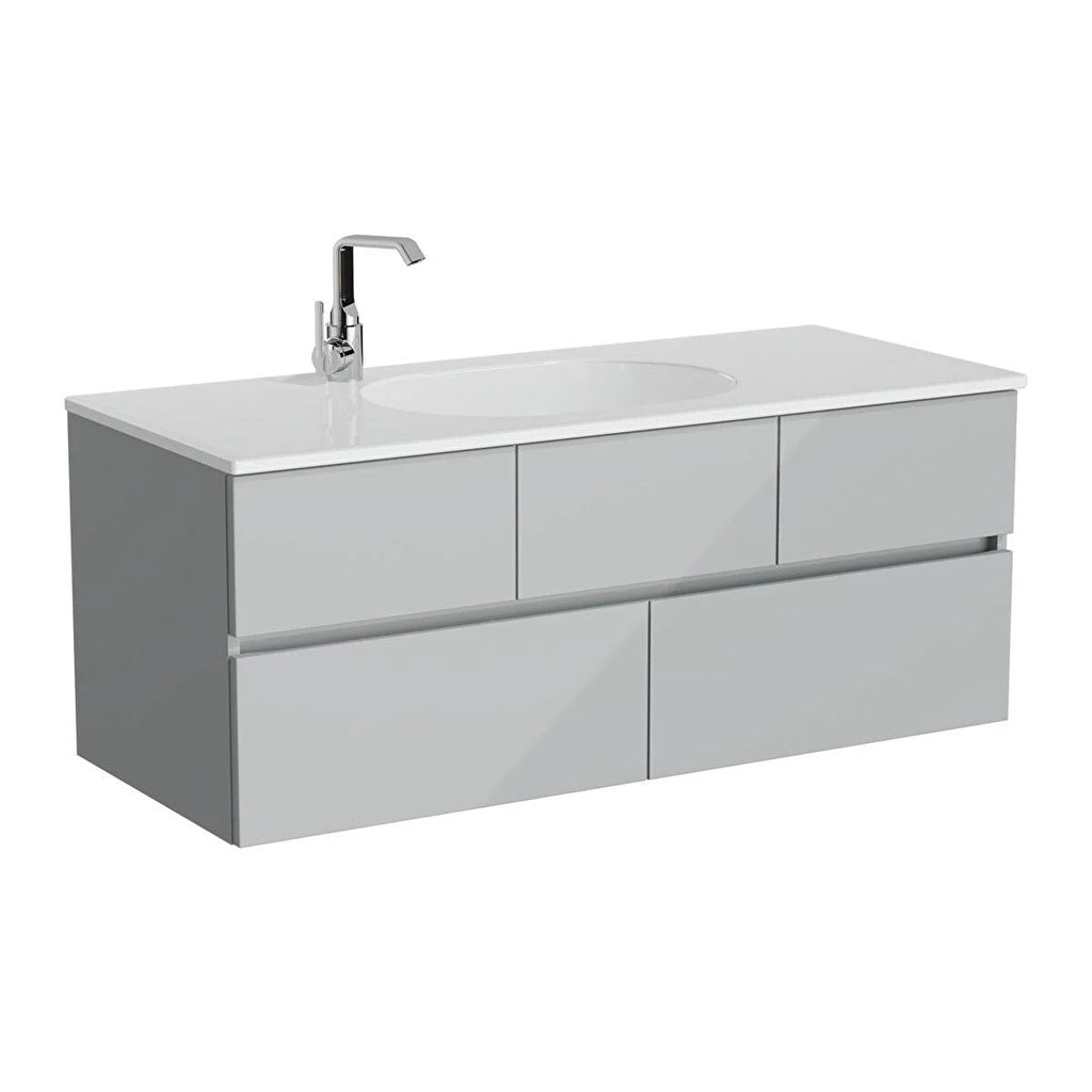 Vitra Memoria Washbasin Unit With left faucet hole High gloss grey