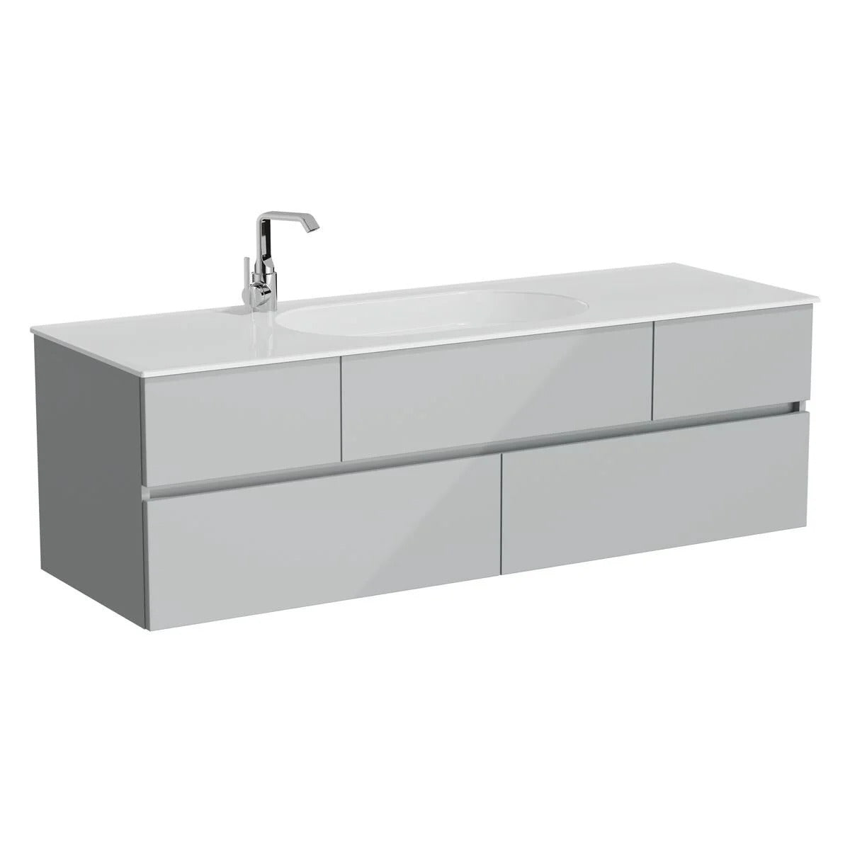 Vitra Memoria Washbasin Unit With Left Faucet Hole 150cm Gloss Grey
