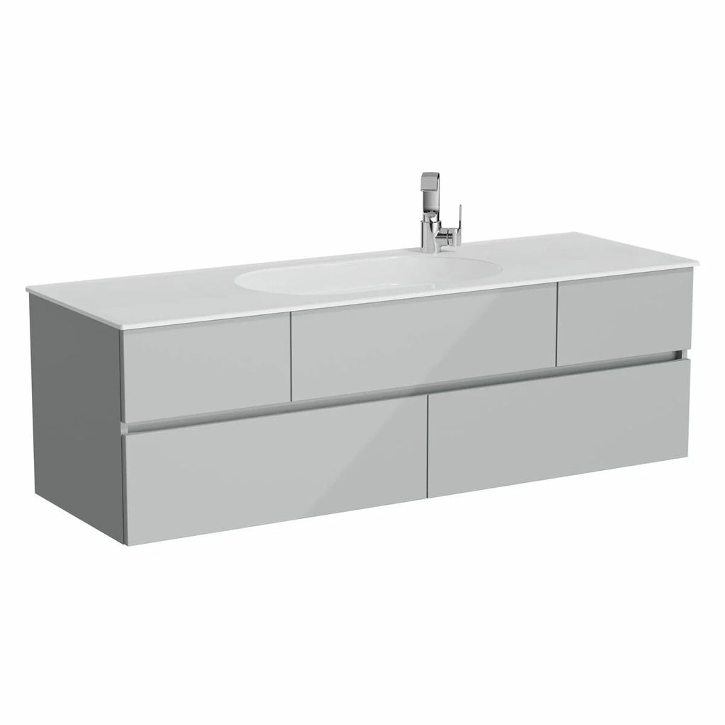 Vitra Memoria Washbasin Unit With Right Faucet Hole 150cm Gloss Grey
