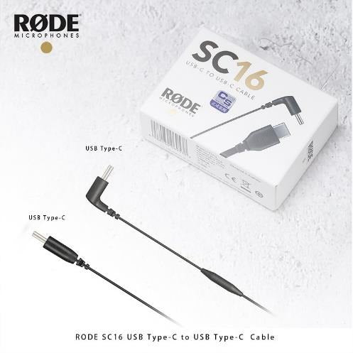 Rode Sc16 Straight Usb Type-c to Right-angle Usb Type-c Cable 11.8" Pack of 2