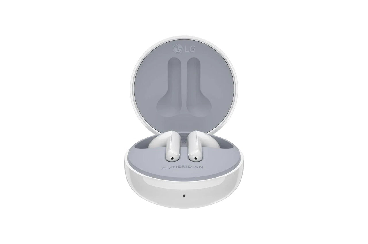LG Tone Free Wireless Earbuds 99.9% Bacteria Free, Prestigious British Meridian Sound, Dual Microphones in Each Earbud and IPX4 Water Resistance (FN6, White)